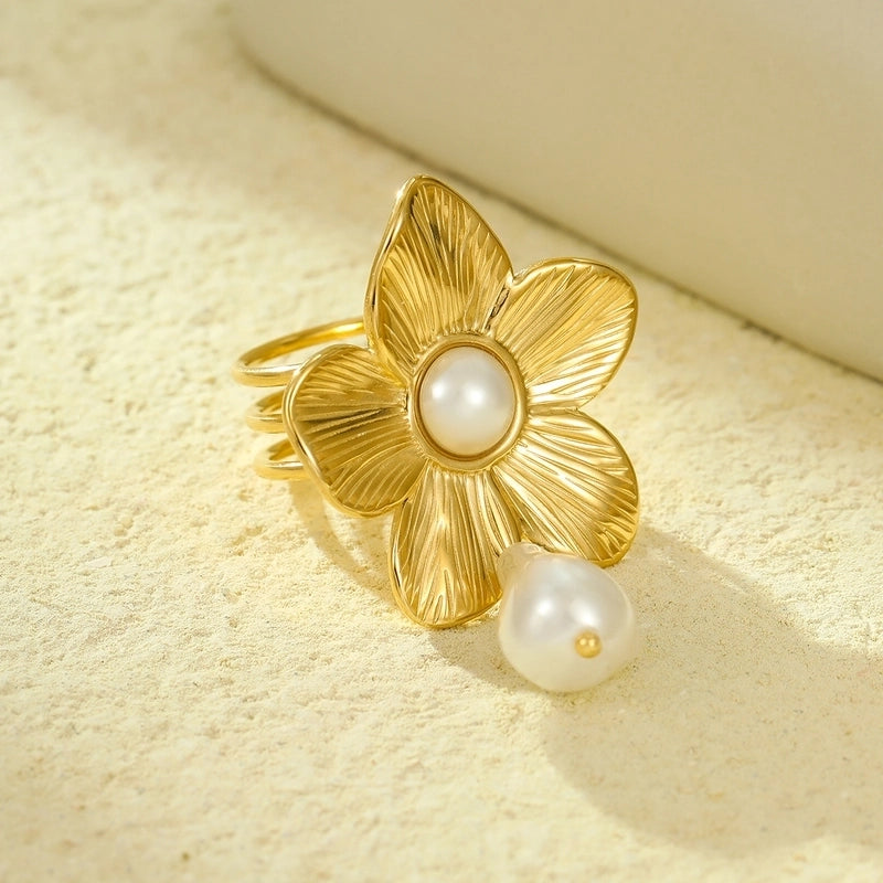 Lady Flower Titanium Steel Women's Scarf Ring