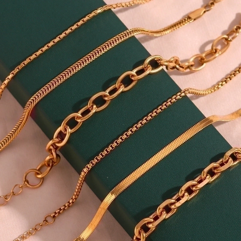 Minimalist Classic Style Oval Solid Color 304 Stainless Steel 18K Gold Plated Bracelets In Bulk