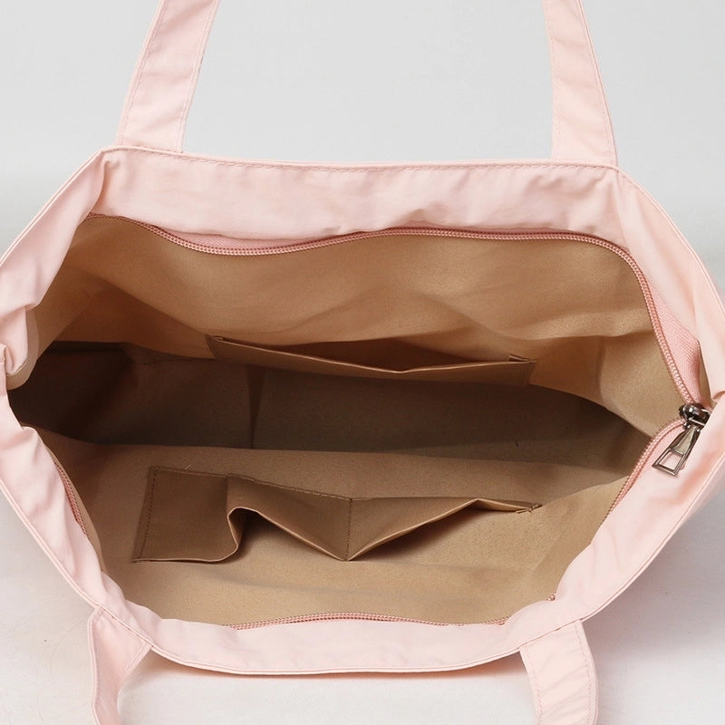 Women's Medium Nylon Solid Color Basic Classic Style Square Zipper Tote Bag