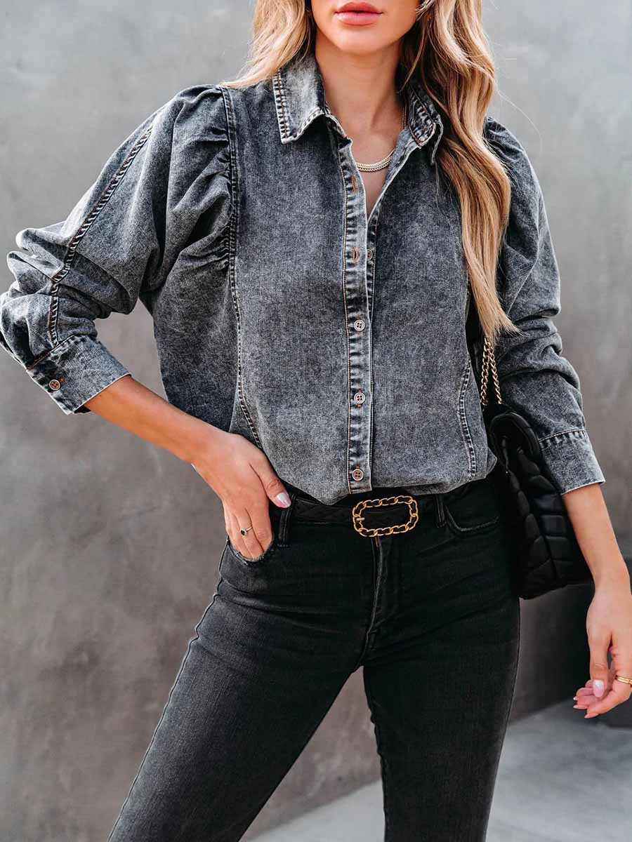 Casual Fashion Loose Long Sleeve Denim Shirt
