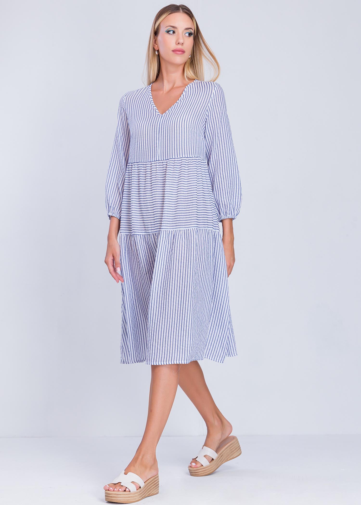 Tired Panel Stripe Dress