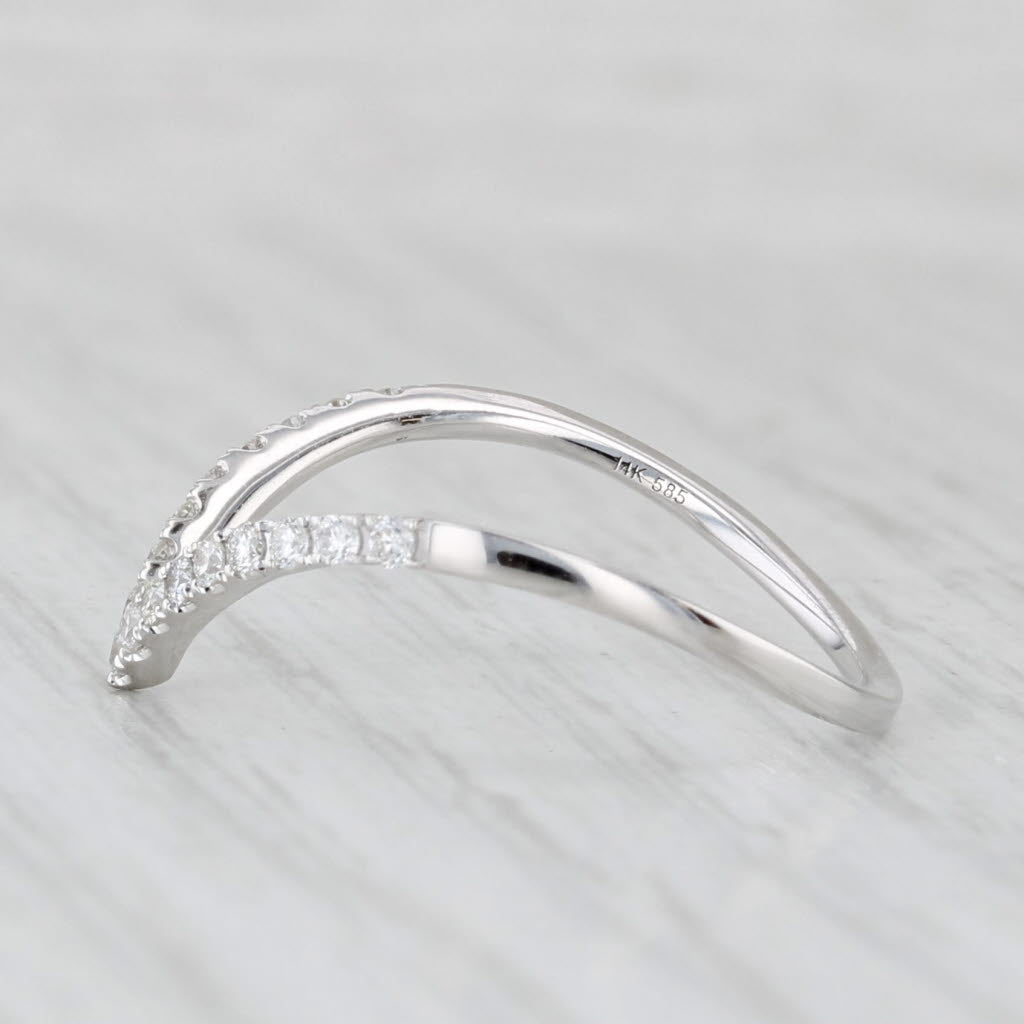 New 0.19ctw Diamond Contoured V Wedding Band 14k Gold Stackable Anniversary Ring