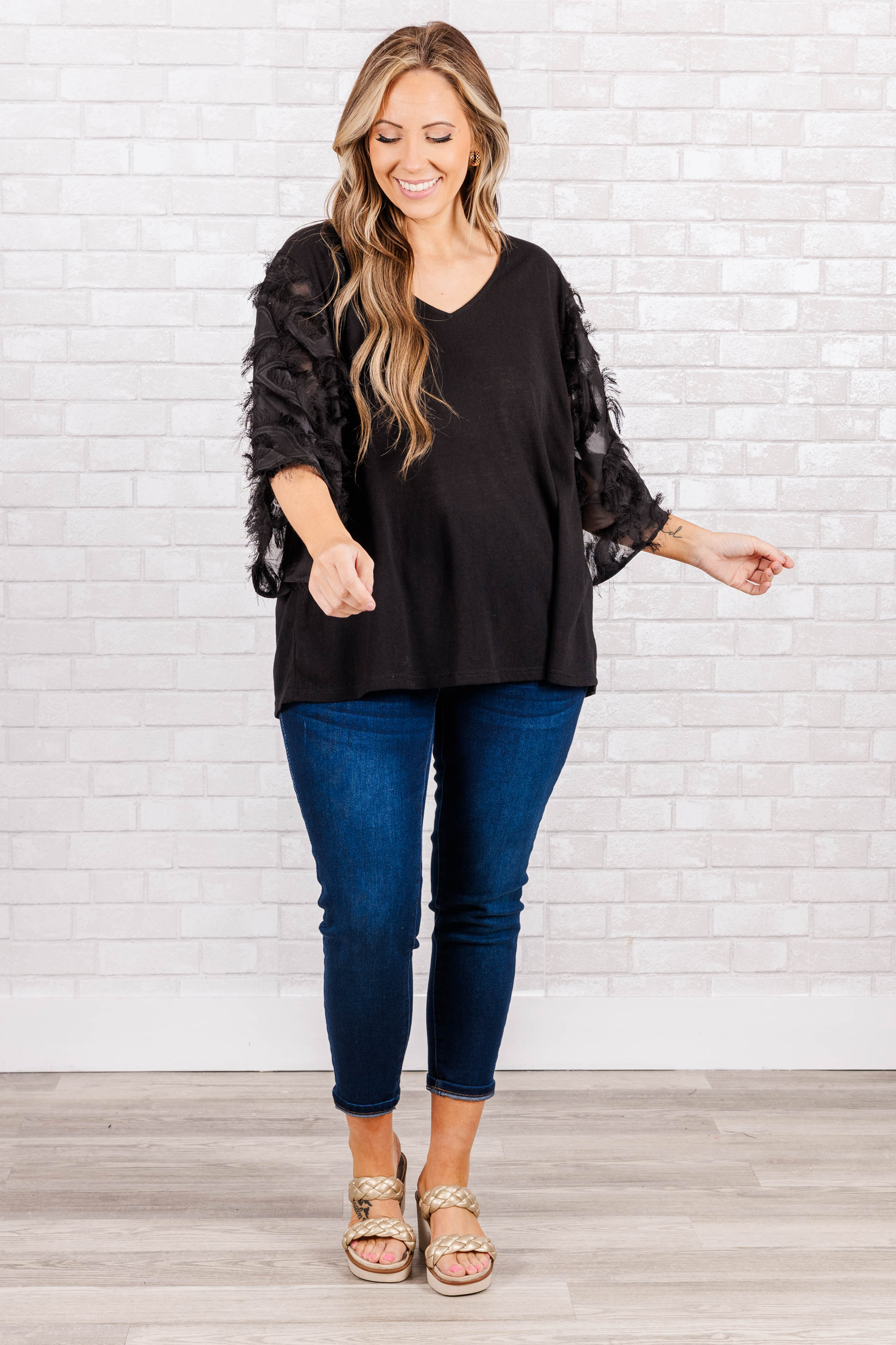 Feathered Delight Top. Black