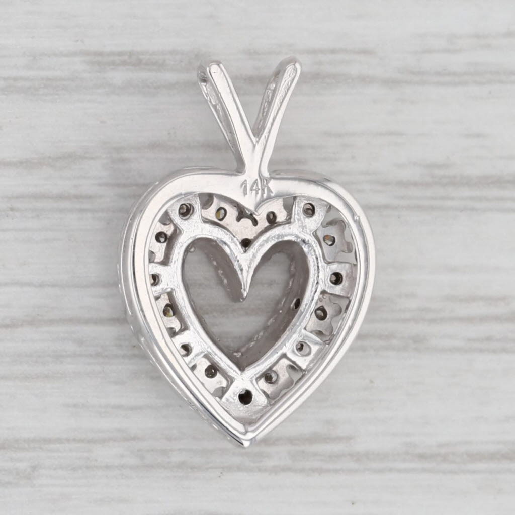 0.12ctw Diamond Open Heart Pendant 14k White Gold