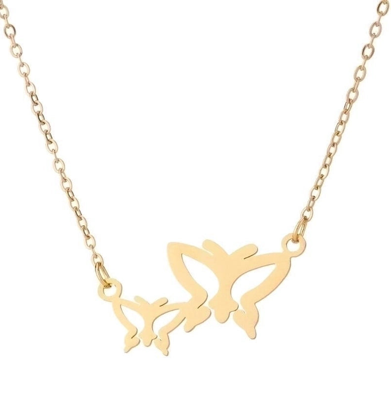 Fashion Butterfly 201 Stainless Steel 18K Gold Plated Plating Stainless Steel Necklaces