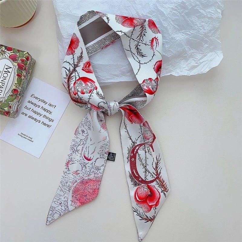 Women's Lady Flower Satin Printing Silk Scarf