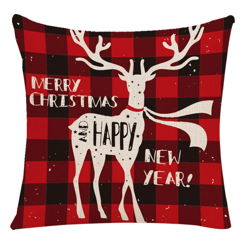 Cute Letter Snowman Elk Chemical Fiber Pillow Cases