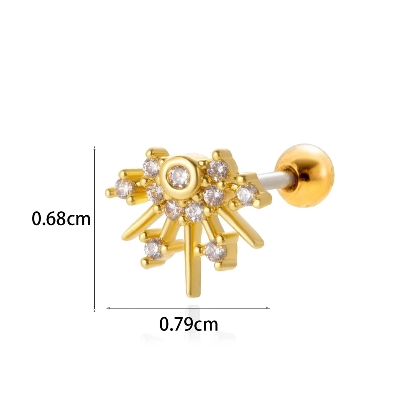 1 Piece Ear Cartilage Rings & Studs Minimalist Classic Style Star Moon Butterfly 316L Stainless Steel  Copper Plating Inlay Zircon