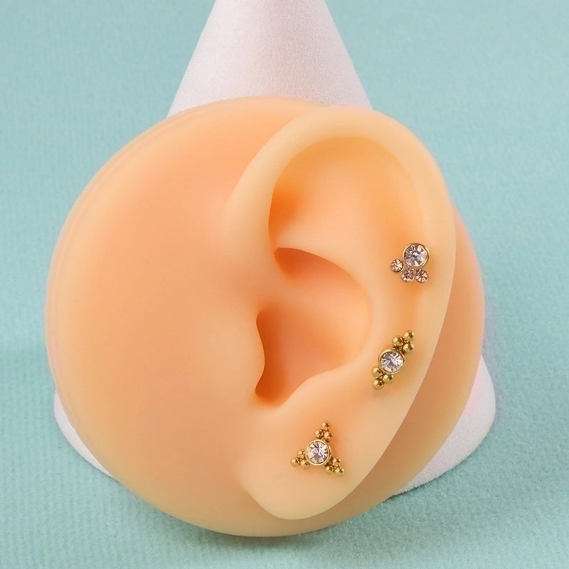 1 Piece Lip Rings Casual Elegant Minimalist Geometric 304 Stainless Steel Plating Inlay Rhinestones 18K Gold Plated