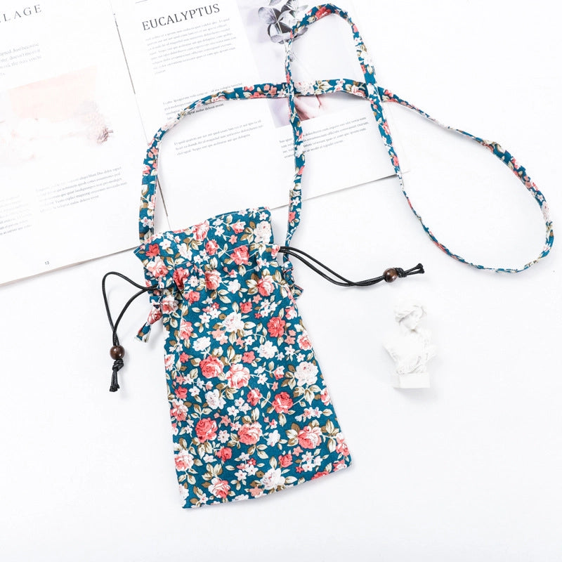 Women's Cotton Flower Elegant Square String Phone Wallets