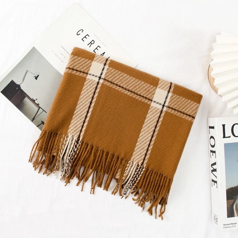 Cashmere Scarf Women's Autumn And Winter New Warm Neck Line Large Square  Fresh Style Shawl