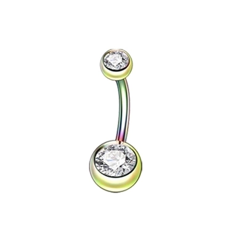 2 Pieces Fashion Geometric Stainless Steel Inlay Zircon Belly Ring