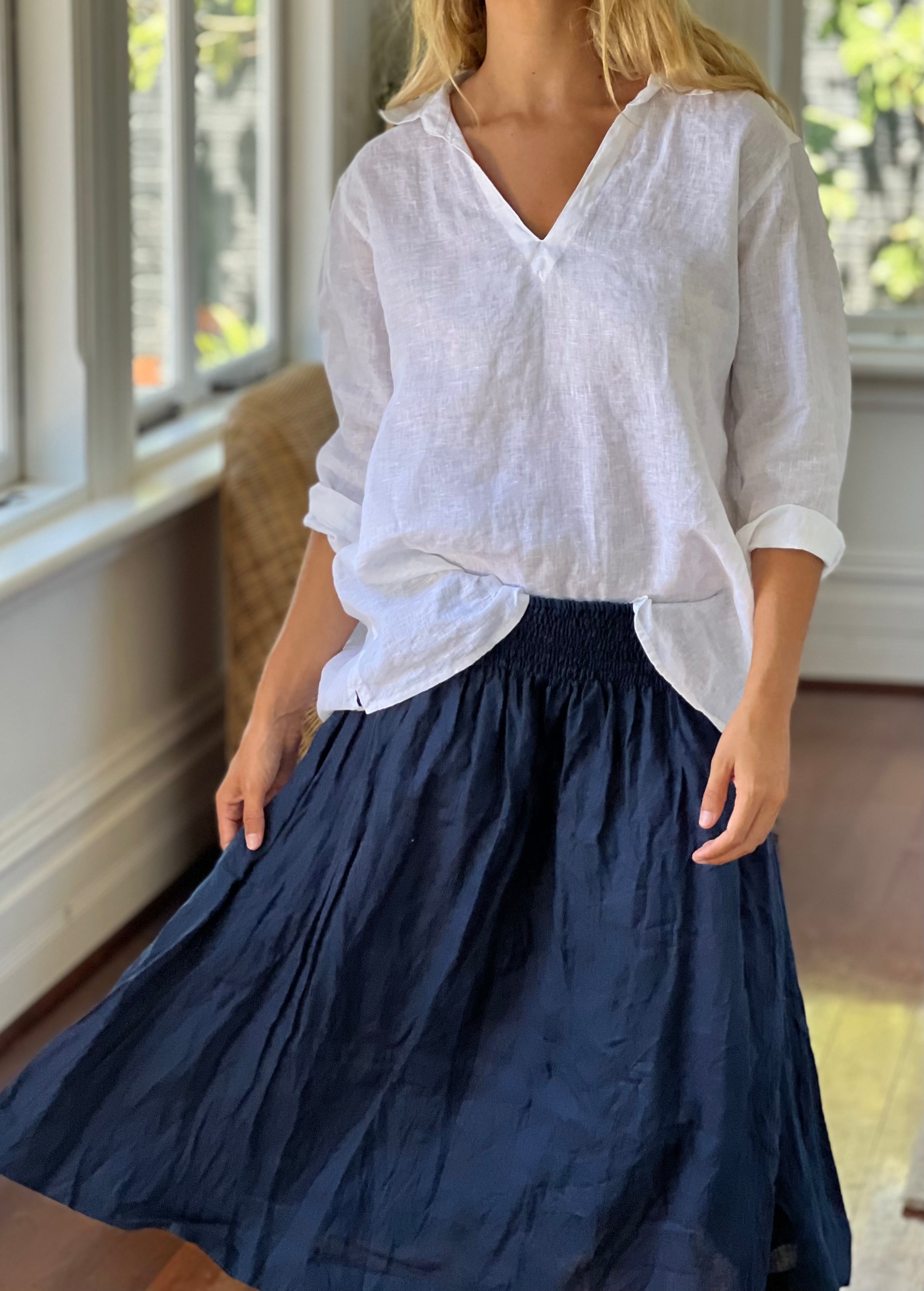 lola skirt -  navy linen