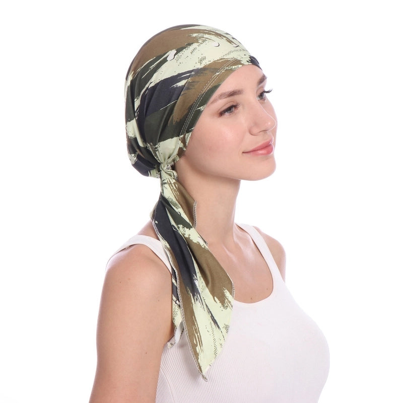 New Printed Curved Flower Cloth Hat Muslim Toe Cap Milk Silk Pullover Small Hat In Stock
