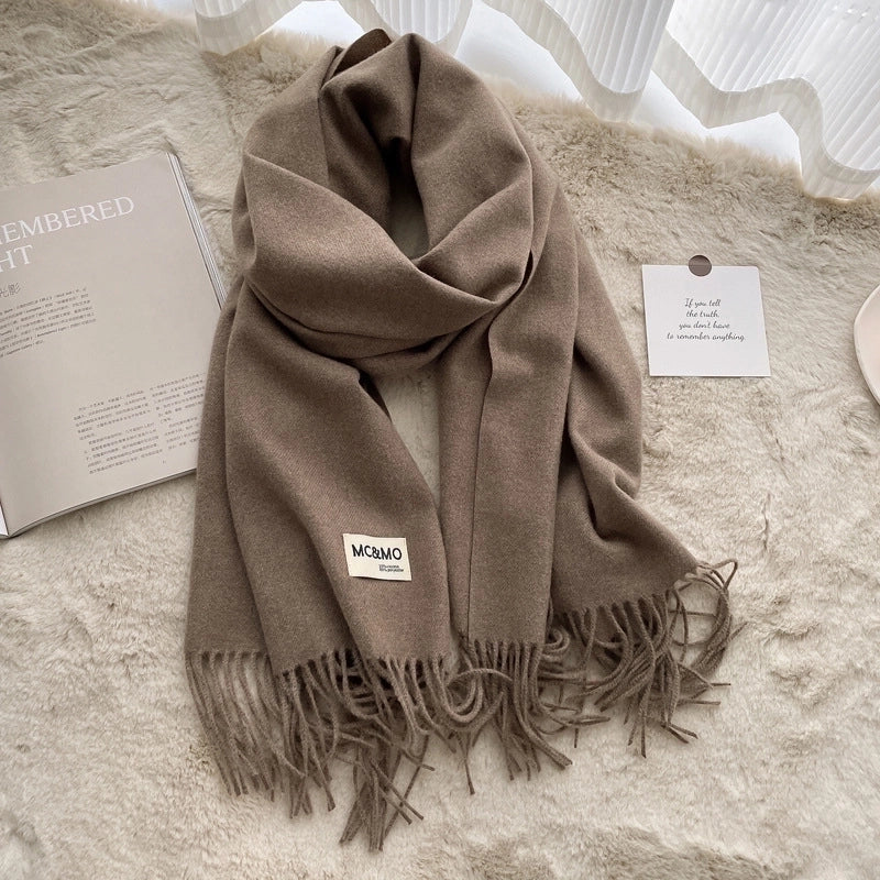 New Solid Color Cashmere Scarf Women's Fashion Wear Autumn And Winter Warm Shawl Women's Scarf