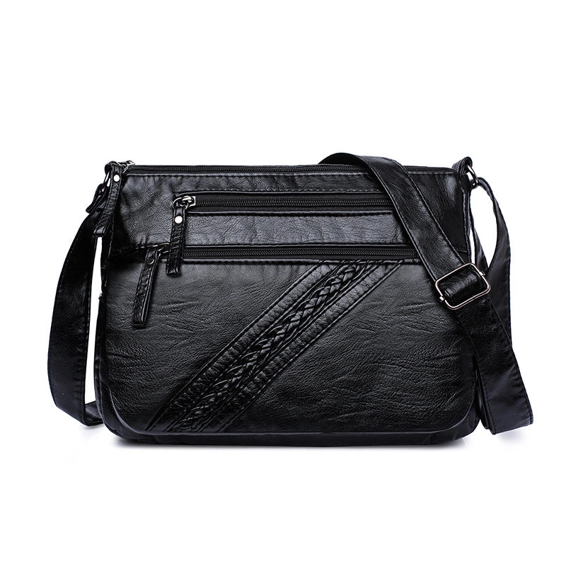 Women's Large Pu Leather Solid Color Streetwear Square Zipper Shoulder Bag Crossbody Bag