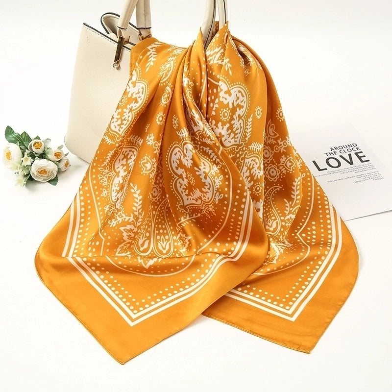 Women's Sweet Geometric Satin Printing Silk Scarves