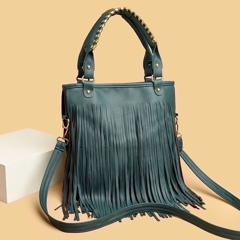 Women's Medium Pu Leather Tassel Streetwear Open Handbag
