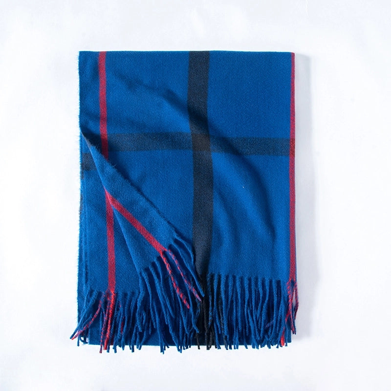 Unisex Streetwear Lattice Imitation Cashmere Tassel Winter Scarves