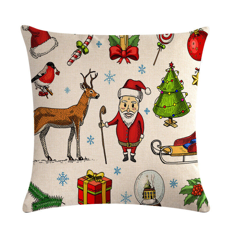 18 Cojines Merry Xmas Couch Throw Pillow Cover Case Home Sofa Decor Pillowslip