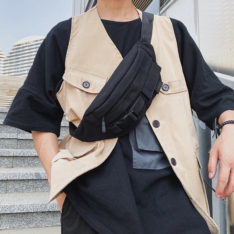 Fashion Chest Bag Men's Japanese Super Fire Port Style Retro Canvas Crossbody Bag Student Casual Shoulder Bag
