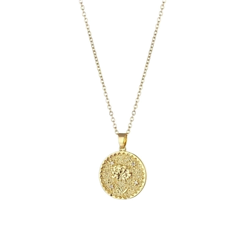 Stainless Steel Titanium Steel Fashion Inlay Plating Flower Chrysanthemum Lotus Zircon Pendant Necklace