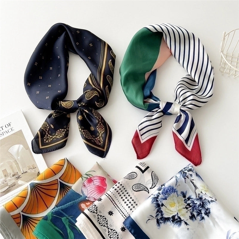 Women's Preppy Style Sweet Minimalist Plant Polyester Printing Silk Scarf