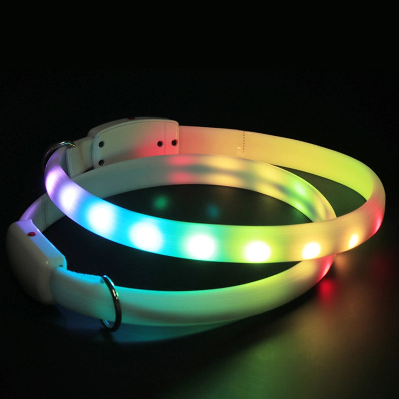 Hot Large Dog Pet Luminous Collar Scarf Dog Rope Charging Safety Collar With Cutting Dog Collar