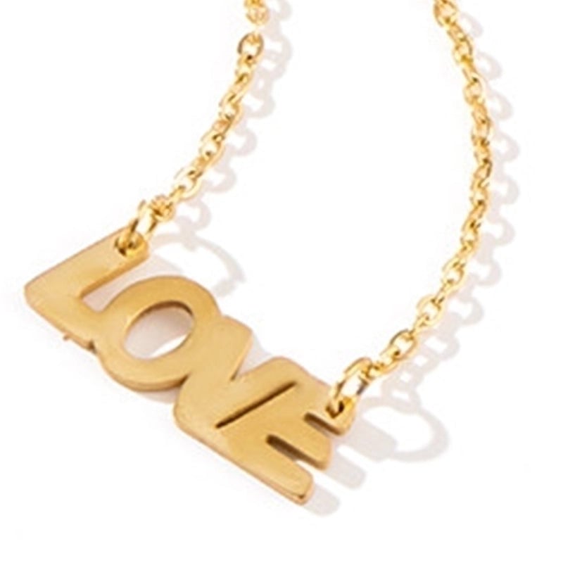 Minimalist Letter Stainless Steel Metal Pendant Necklace
