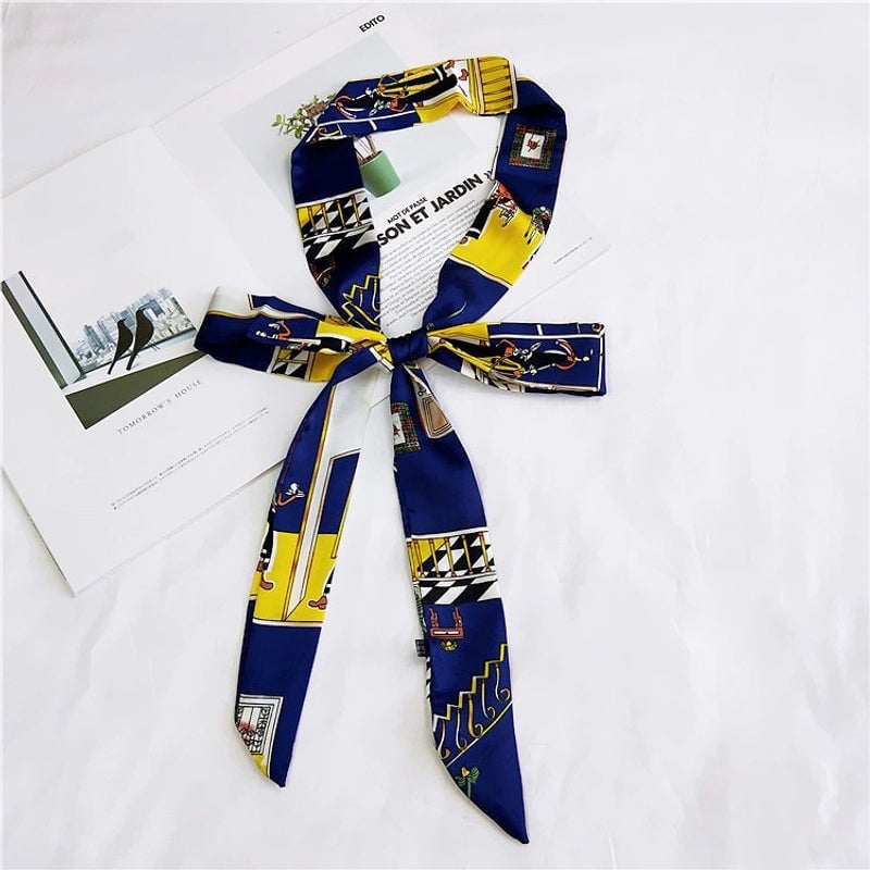 2 M New Polka Dot Special Long Edition Thin Narrow Silk Scarf Women's Spring Summer Autumn Scarf Belt Black And White Fashion