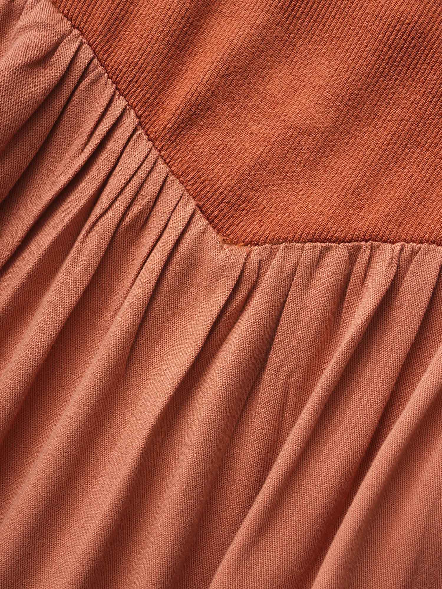 U Neck Patchwork Midi Dress