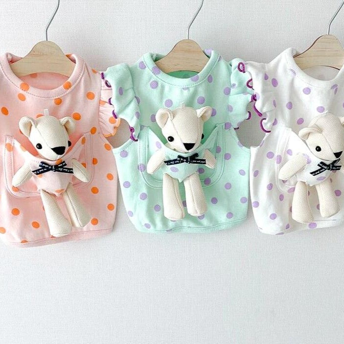 Polka Dot Dog Clothes With Bear Doll