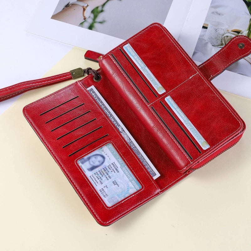 Women's Solid Color Pu Leather Zipper Wallets