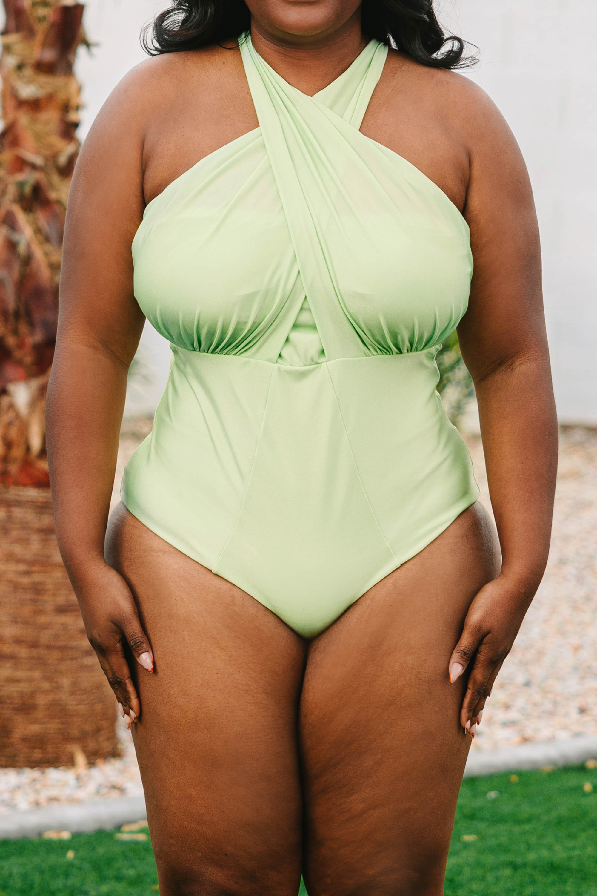 Sandy Beach Swimsuit. Shimmer Green