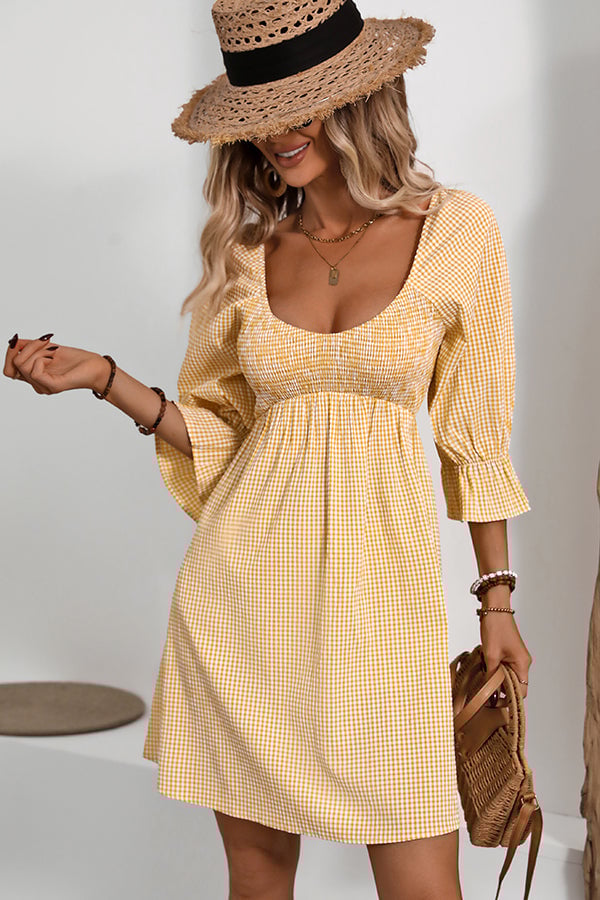 Smocked Bust Short Sleeve Mini Dress