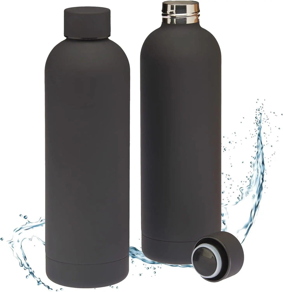 Stainless Steel Matte Water Bottle - 500ml (BLACK)