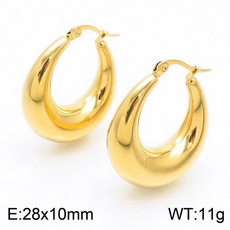 1 Pair Modern Style Minimalist Solid Color Plating Stainless Steel 18K Gold Plated Earrings