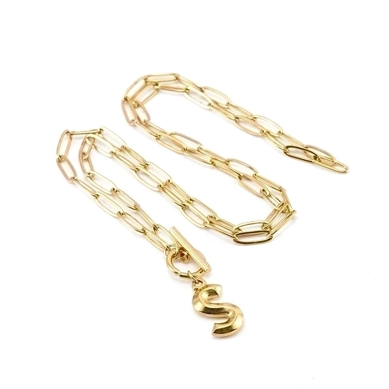Fashion Letter 304 Stainless Steel Titanium Steel 18K Gold Plated Polishing Gold Plated Pendant Necklace