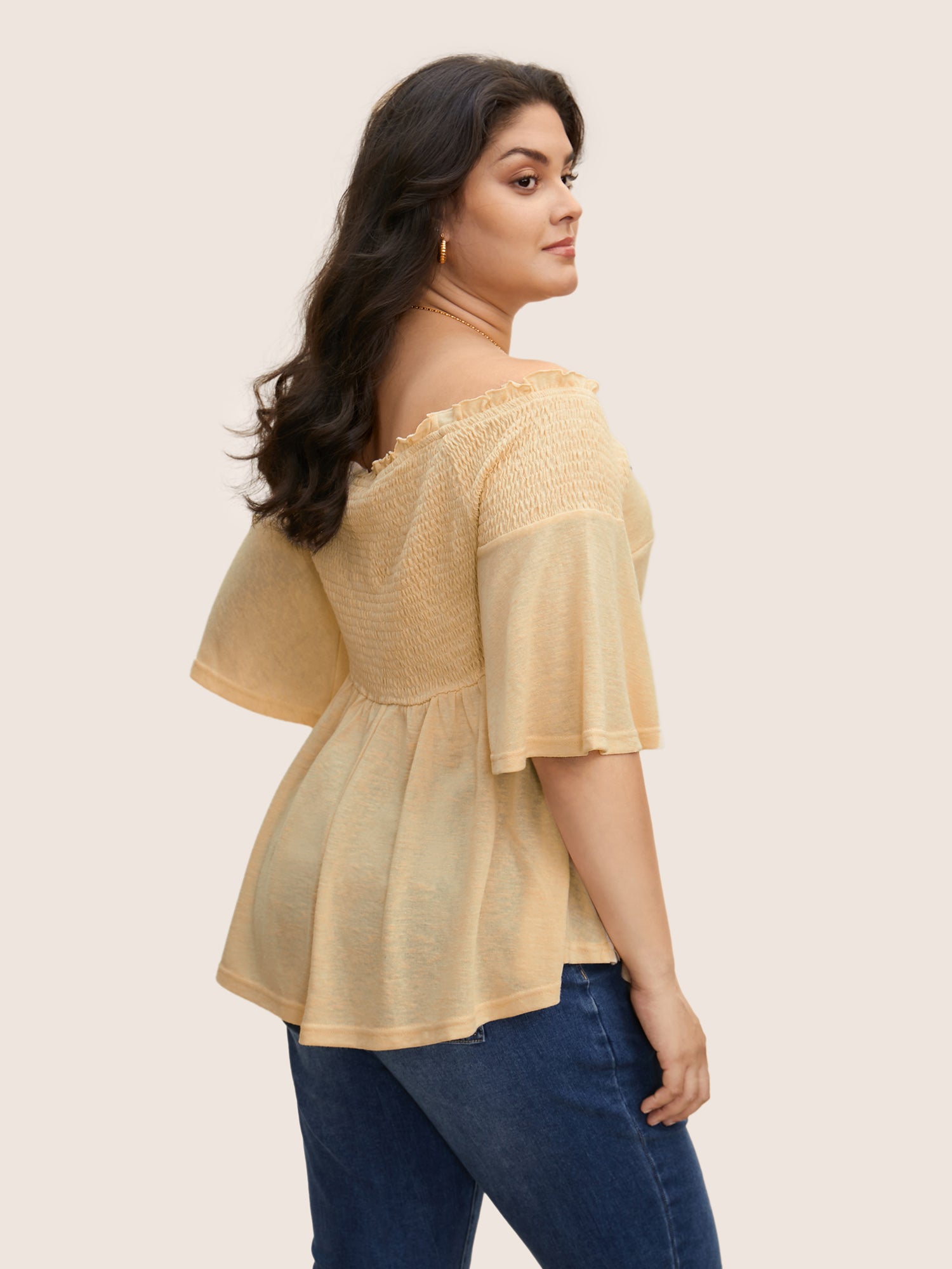 One Shoulder Neck Shirred Twist Front T-shirt