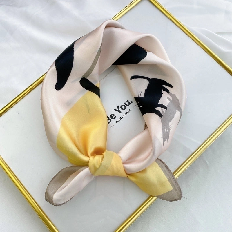 Fashion Contrast Color Printing Small Square Scarf
