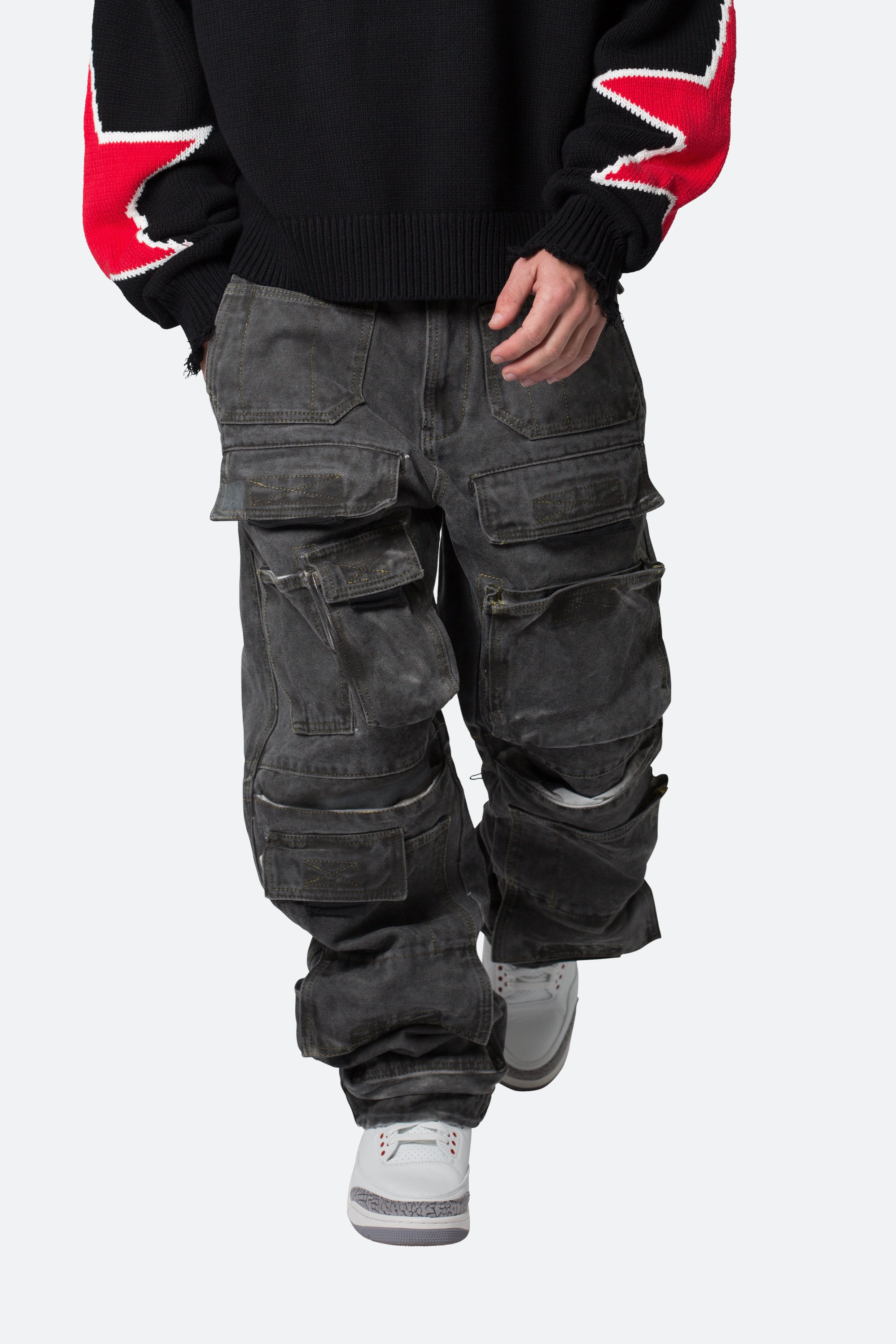 Ultra Baggy Spray Cargo Denim - Black