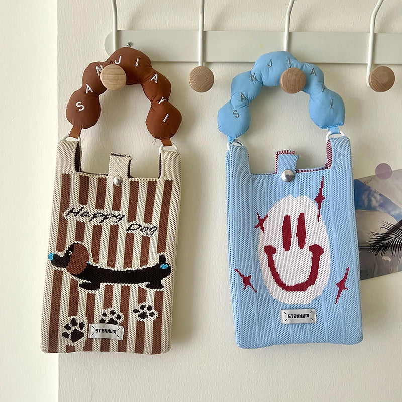 Women's Polyester Printing Animal Color Block Cute Square Buckle Shoulder Bag Phone Wallets