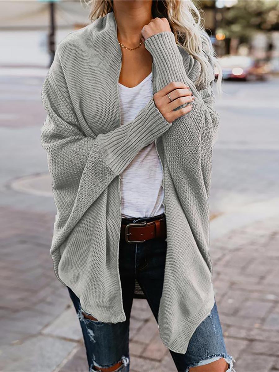 Bat sleeve plus size long knitted cardigan sweater13 colors