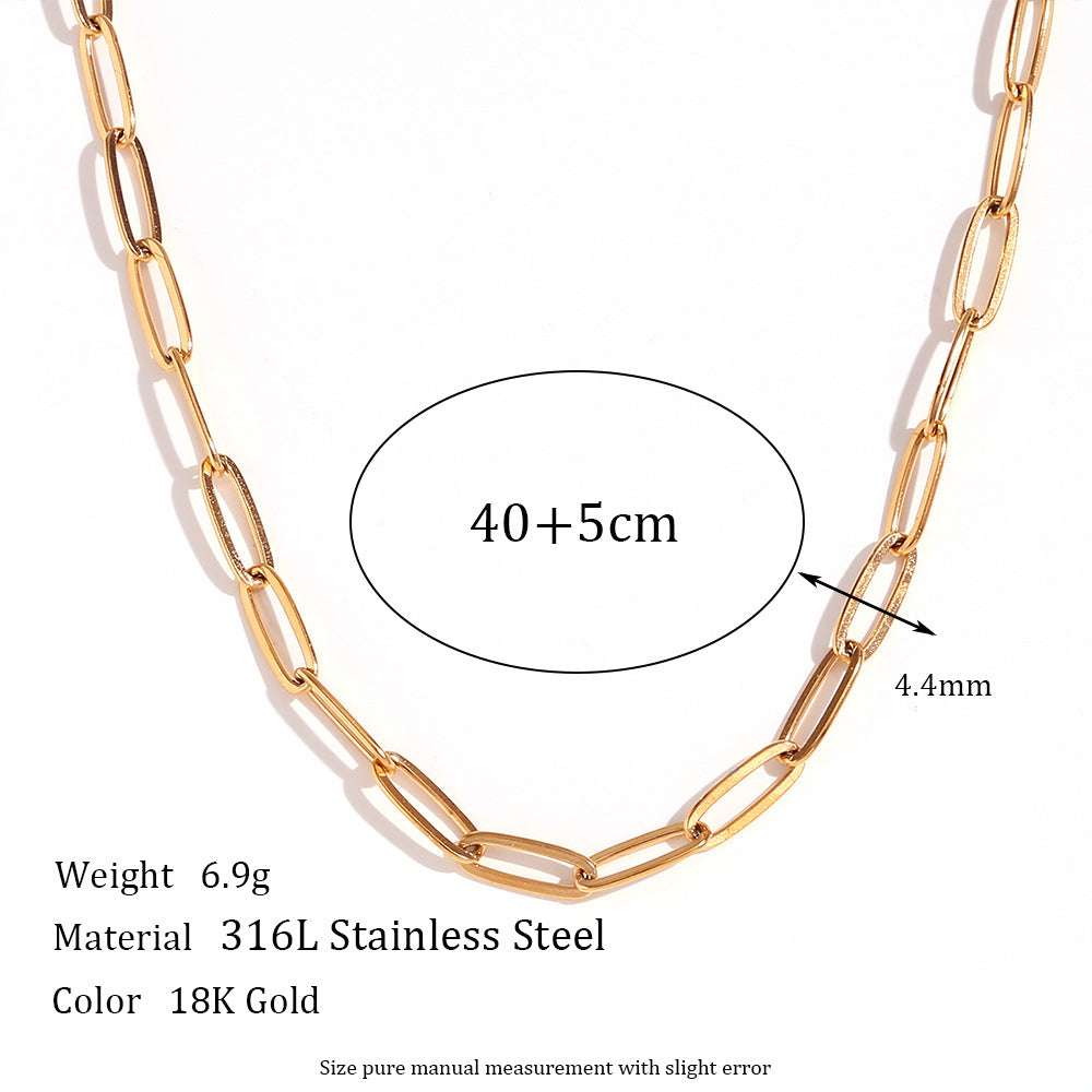 Minimalist Stripe Geometric Stainless Steel 18K Gold Plated Necklaces