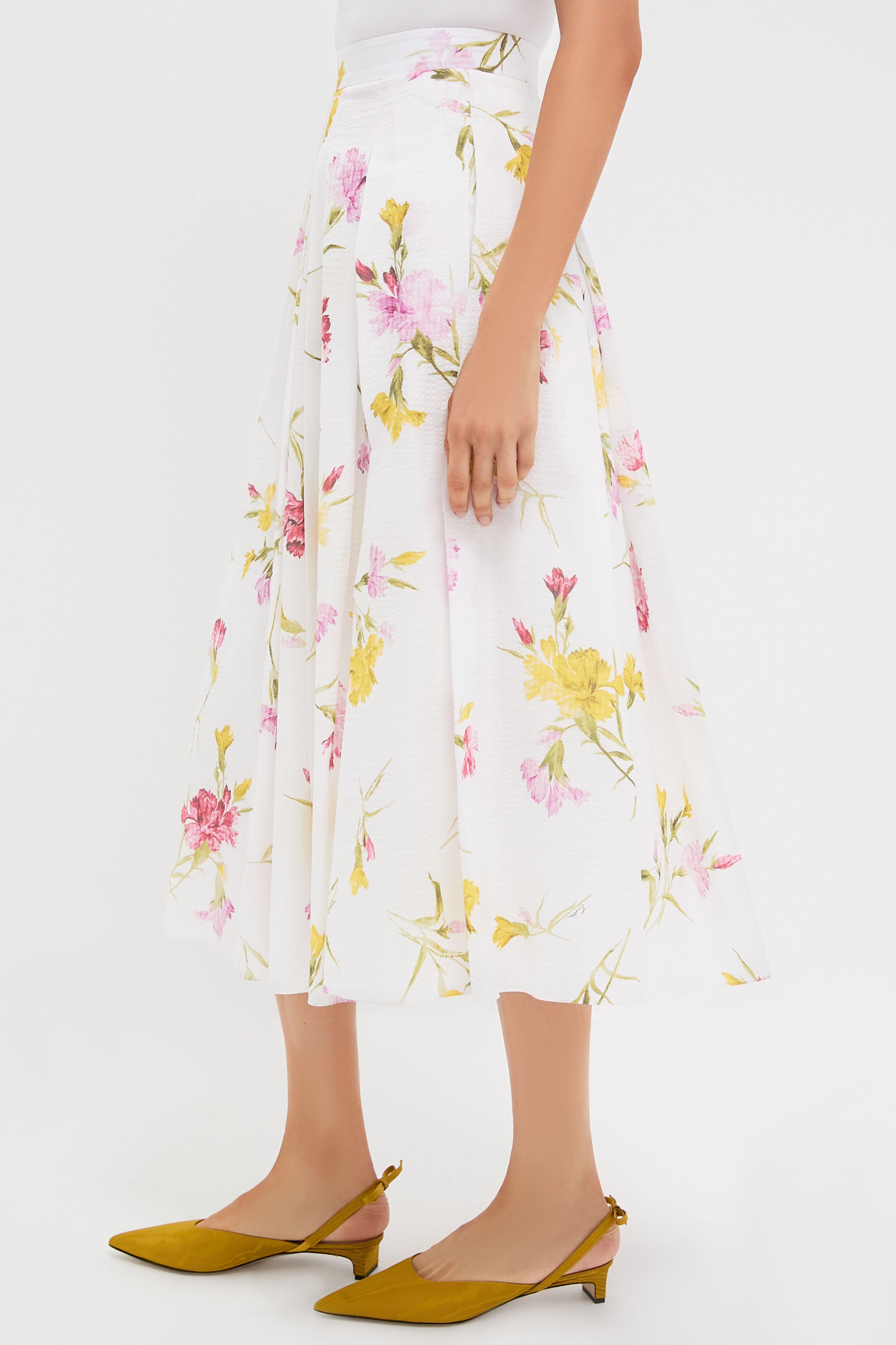 Dancing Carnation Multi Pleated Midi Skirt