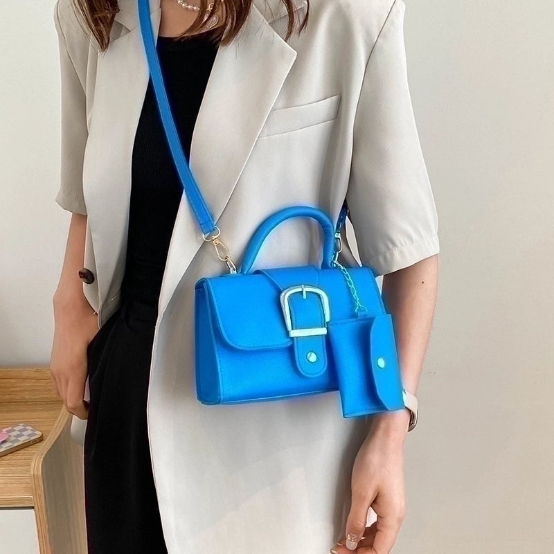 Women's Small Pu Leather Solid Color Fashion Square Flip Cover Crossbody Bag