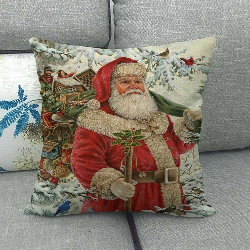 Christmas Modern Style Classic Style Christmas Tree Santa Claus Dog Linen Pillow Cases Couch & Sofa Decor