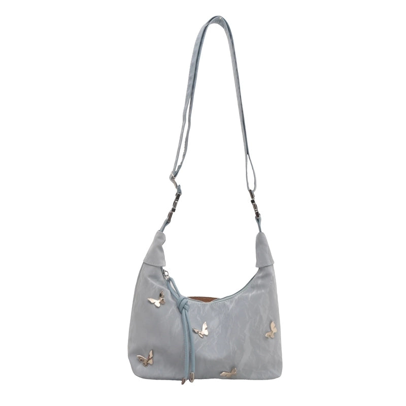 Women's Medium Pu Leather Solid Color Butterfly Basic Classic Style Square Zipper Crossbody Bag