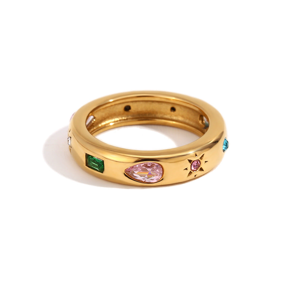 Fashion Circle Cloud Star Stainless Steel 18K Gold Plated Jewelry Sets