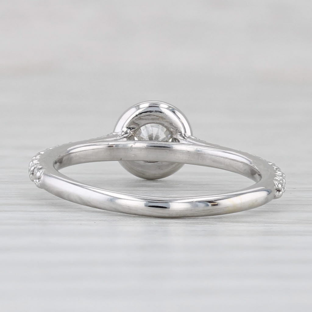 0.70ctw Round Bezel Set Diamond Engagement Ring 14k White Gold Size 4.5